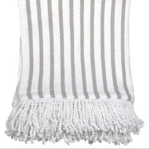 Peri home fringe throw blanket grey